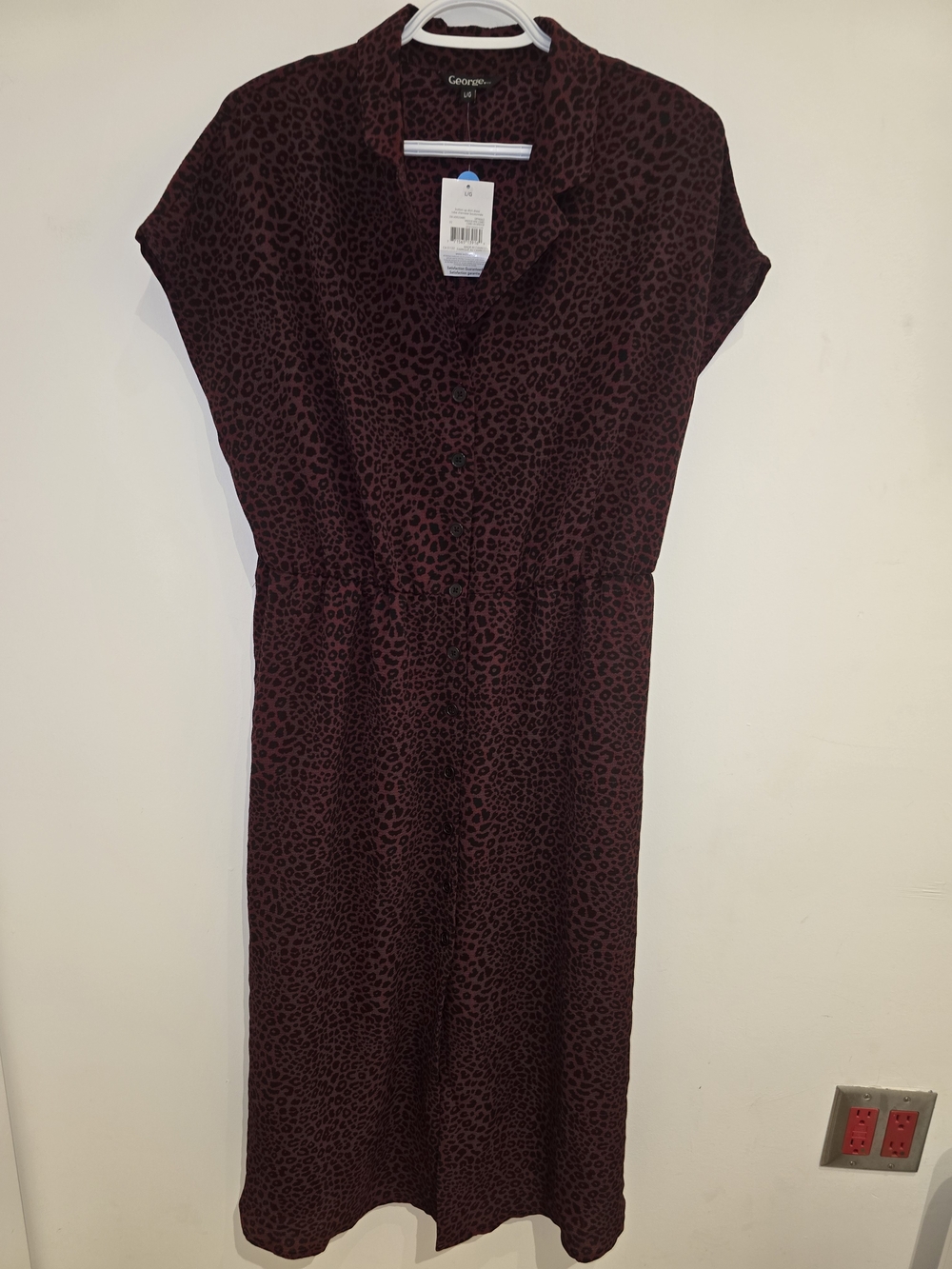 George Burgundy Leopard Print Midi Dress